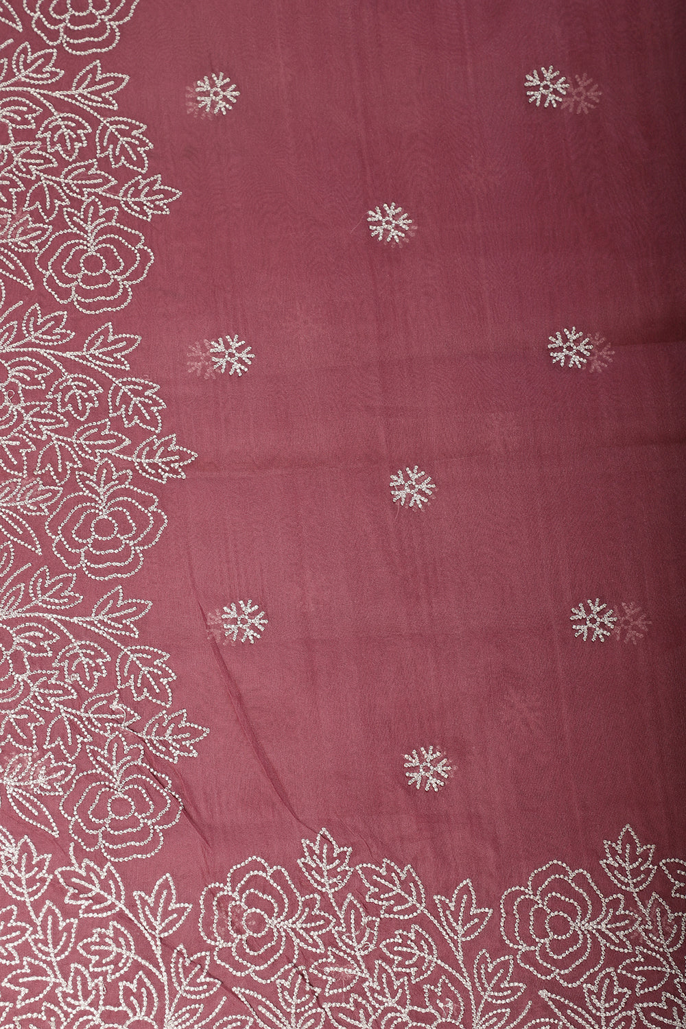 Light Maroon Tissue Resham Embroidered Saree