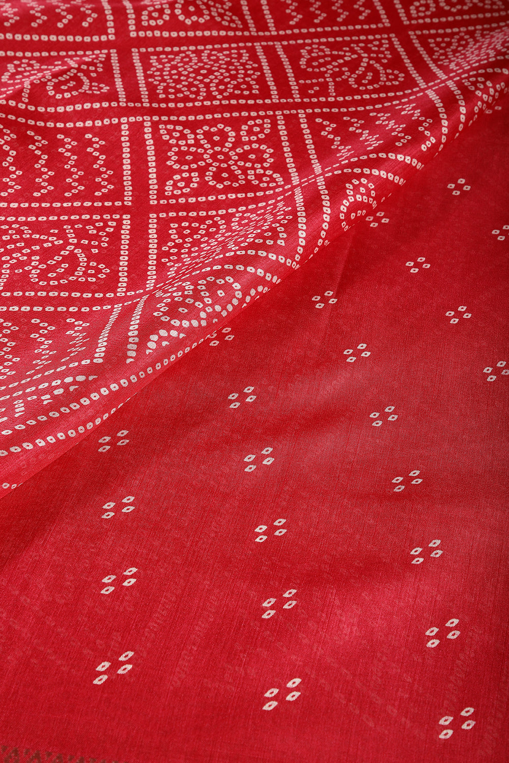 Coral Color Block Printed Cotton Silk Saree