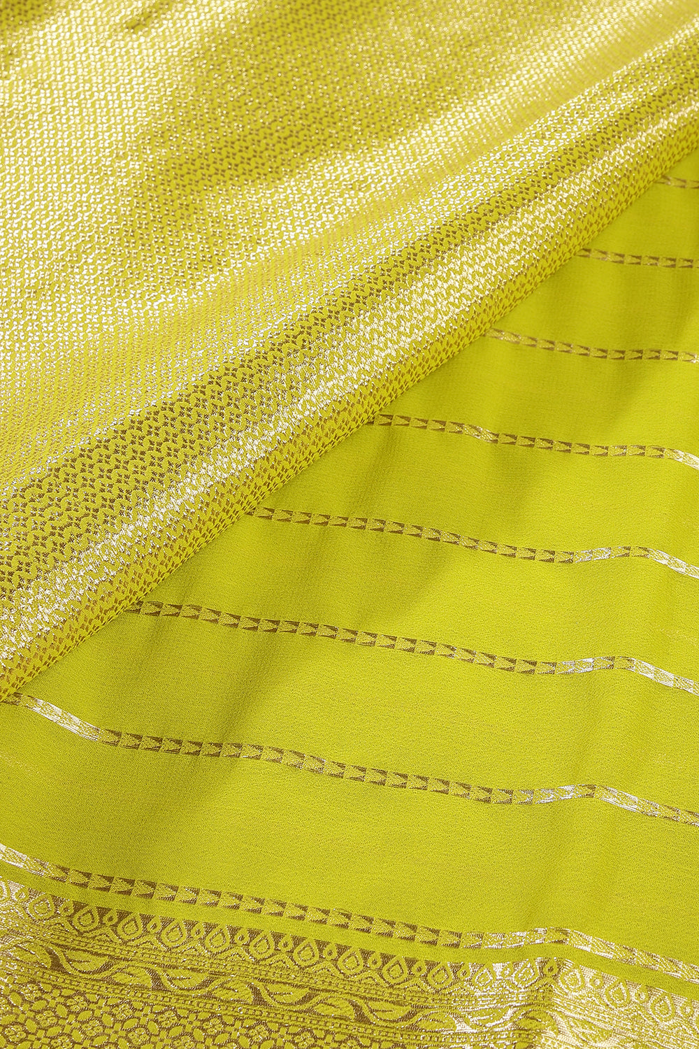 Olive Green Color Georgette Saree with Zari Pinstripes
