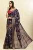 Navy Cotton Silk Printed Saree