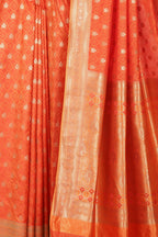 Orange Soft Silk Zari and Resham Woven Saree