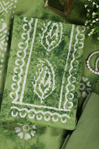 Green Shibori Printed Unstitched Suit Fabric