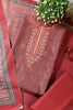 Maroon Pashmina Printed And Neck Embroidered Unstitched Suit Material