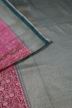 Wine & Green Floral Zari Woven Sarees