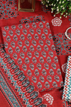 Light Maroon Poplin Cotton Printed Unstitched Suit Material