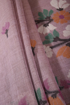 Lavender Color Chanderi Cotton Resham Woven Saree