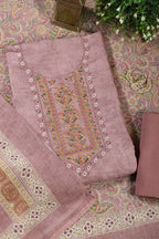Dusty Pink Cotton Resham Embroidered Unstitched Suit