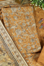 Mustard Floral Printed Spun Unstitched Suit Material
