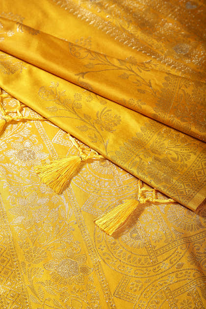 Mustard Color Art Silk Zari Woven Saree