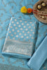 Light Blue Silk Zari Woven Unstitched Suit Fabric