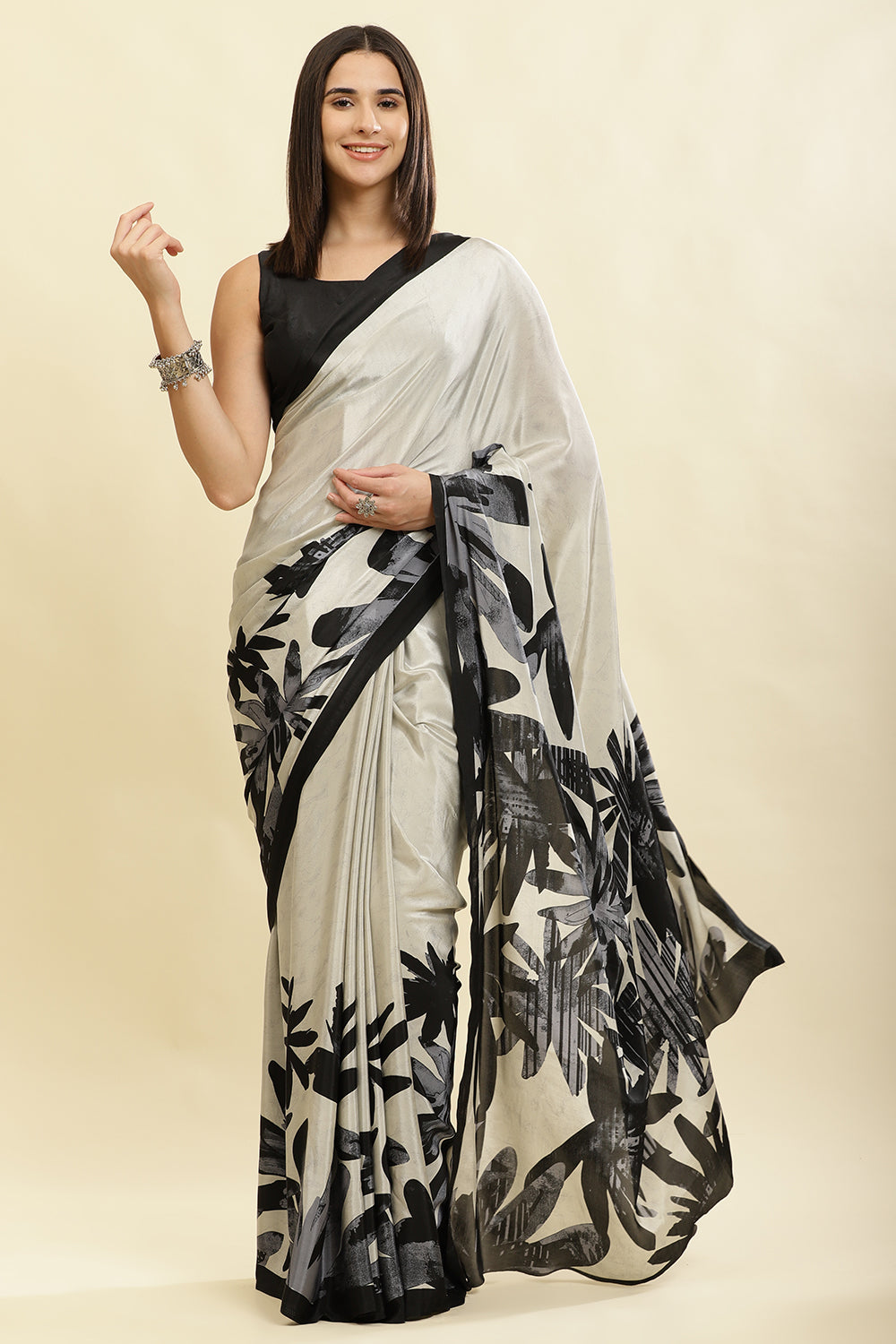 Pista Printed Crepe Silk Saree