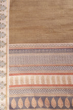 Olive Green Tussar Silk Zari Woven & Printed Saree