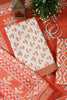 Orange Floral Block Print Cotton Unstitched Suit Fabric