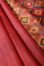 Maroon Printed Tussar Silk Saree
