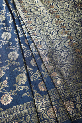Navy Color Raw Silk Woven Saree