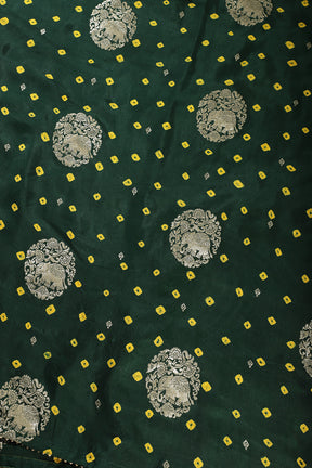Bottle Green Bandhej Modal Silk Zari Woven Saree