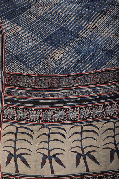 Blue Crepe Printed Saree