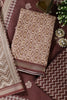 Brown Cotton Ajrakh Block Print Unstitched Suit Material