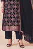 Black Zari Woven Silk Unstitched Suit Fabric