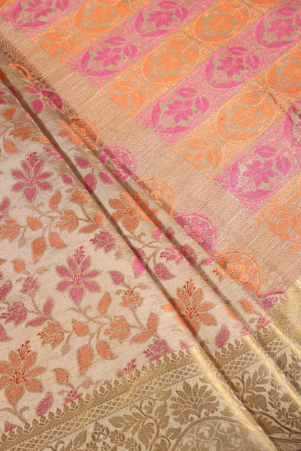 Dark Beige Colour Tussar Woven Silk Saree