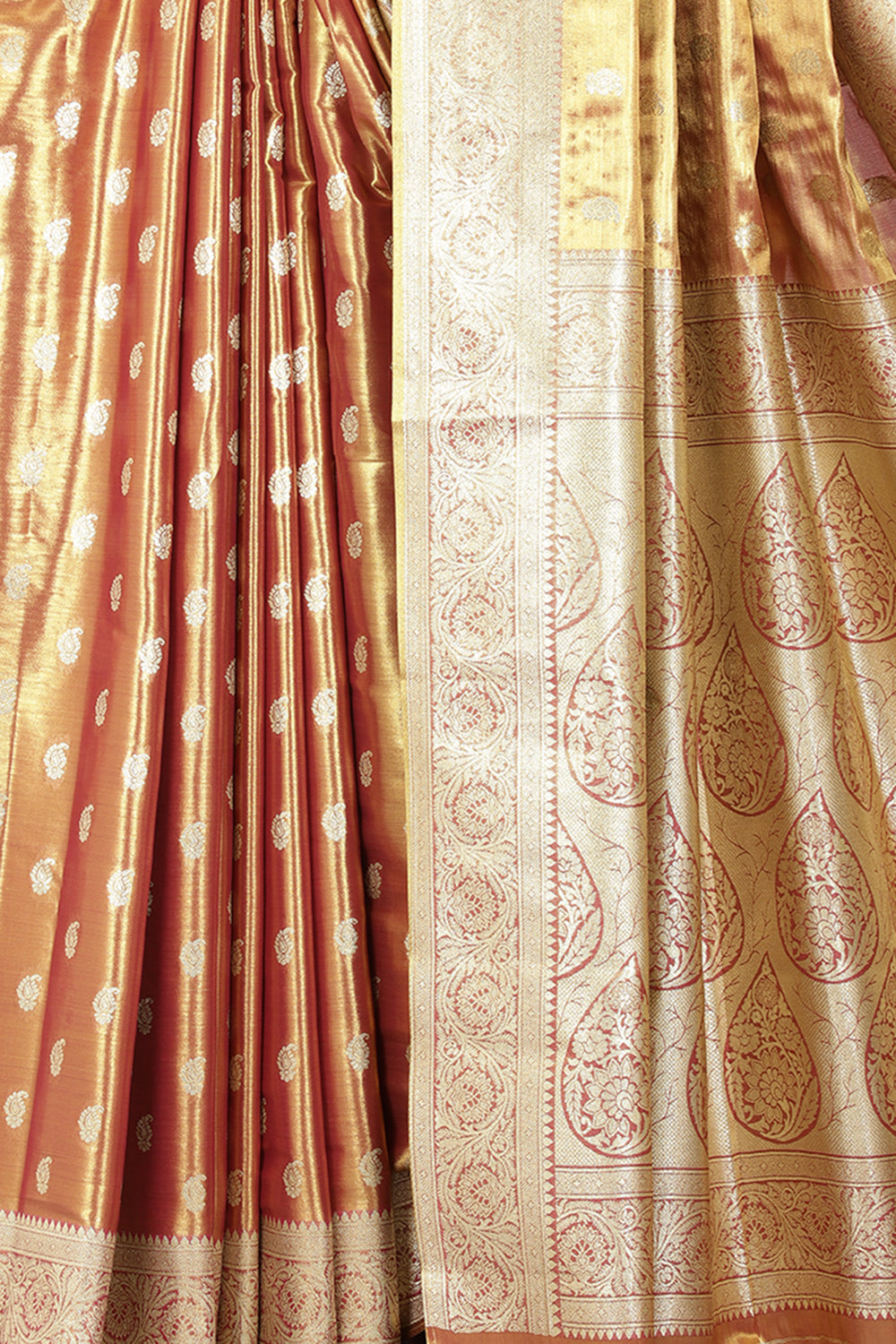 Maroon & Gold Dual Toned Silk Woven Saree