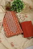 Burnt Orange Cotton Digital Buta-Printed & Neck Embroidered Unstitched Suit