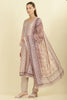 Beige Cotton Floral Printed And Neck-EmborideredUnstitched Suit Material
