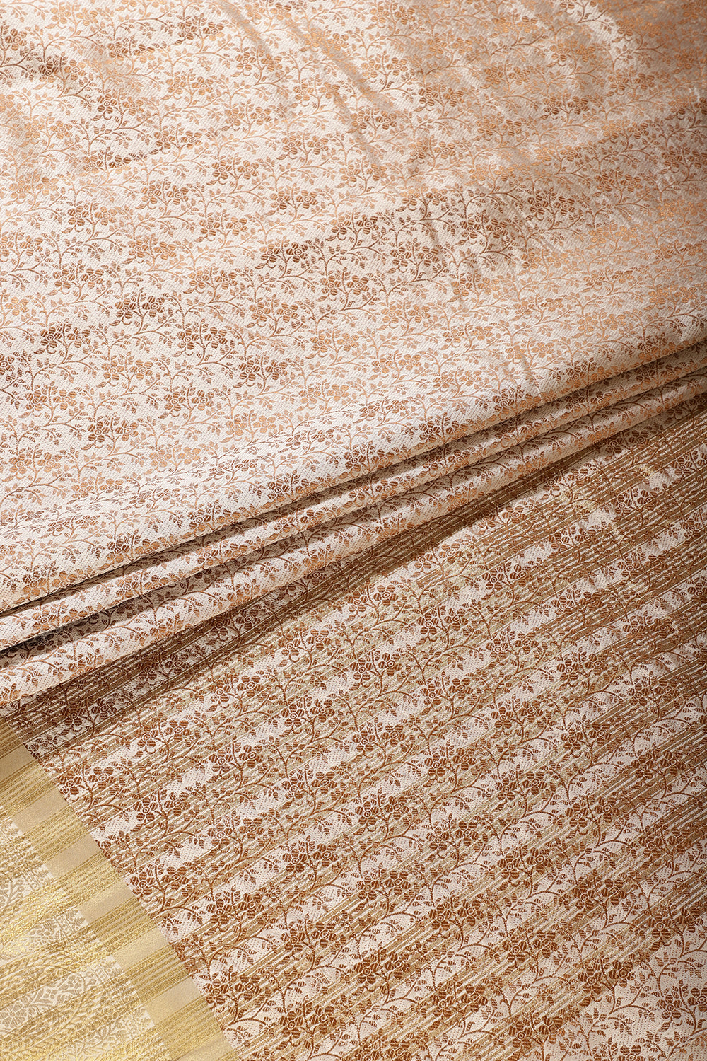 Cream Color Silk Floral Resham & Zari Woven Saree