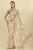 Beige Floral Zari Taar Embroidered Kota Cotton Saree