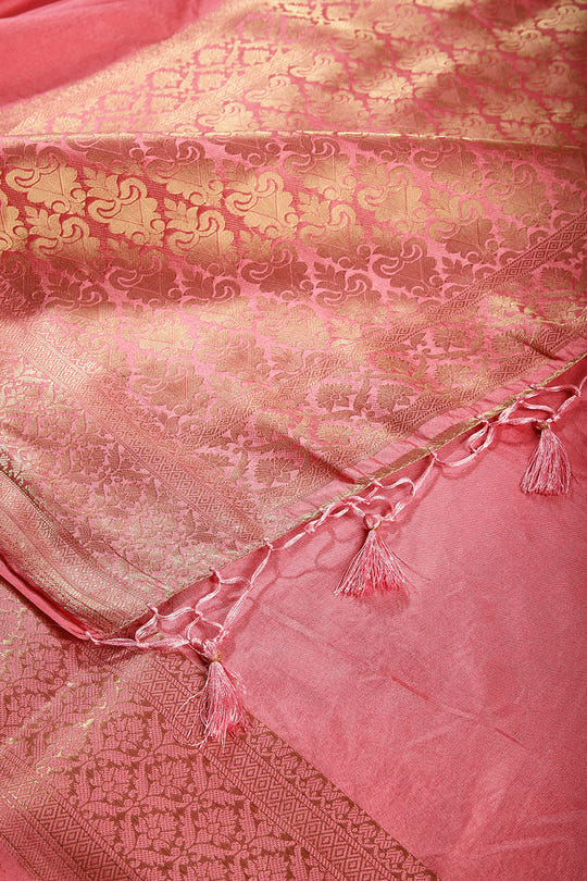 Pink Colour Silk Woven Saree