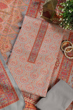 Grey Pashmina Digital Printed Unstitched Suit Fabric