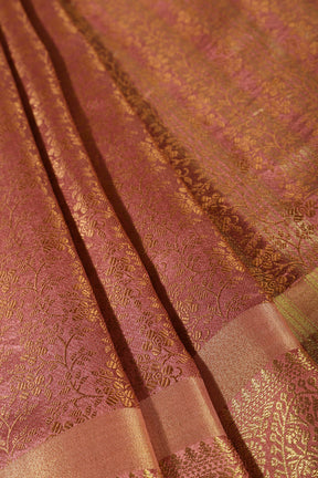 Dull Peach Color Silk Floral Resham & Zari Woven Saree