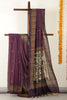 Purple Madhubani Printed Tussar Silk Saree