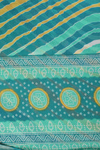 Teal & Yellow Color Chiffon Printed Saree