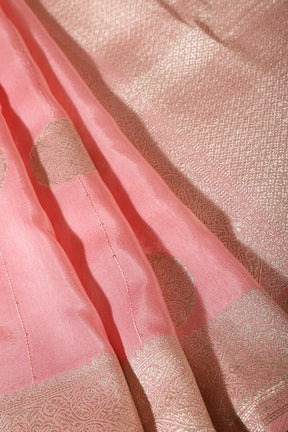 Pink Colour Zari Woven Silk Saree