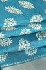 Dark Teal Color Block Printed Cotton Silk Saree