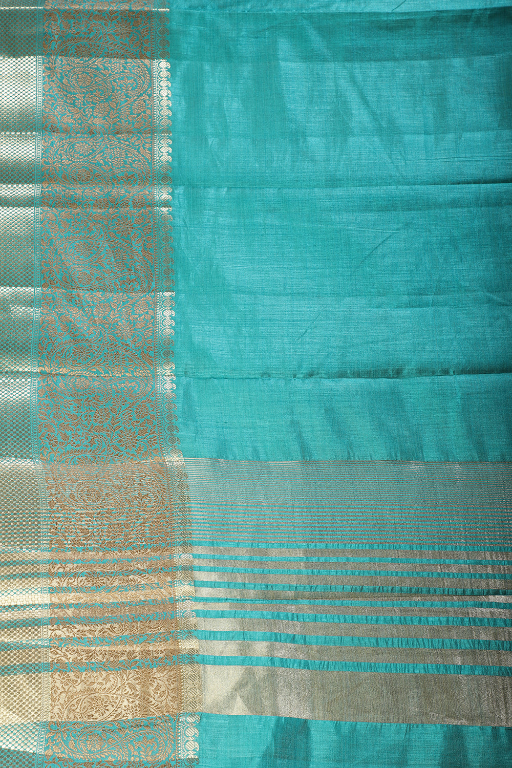 Teal Cotton Silk Woven Saree