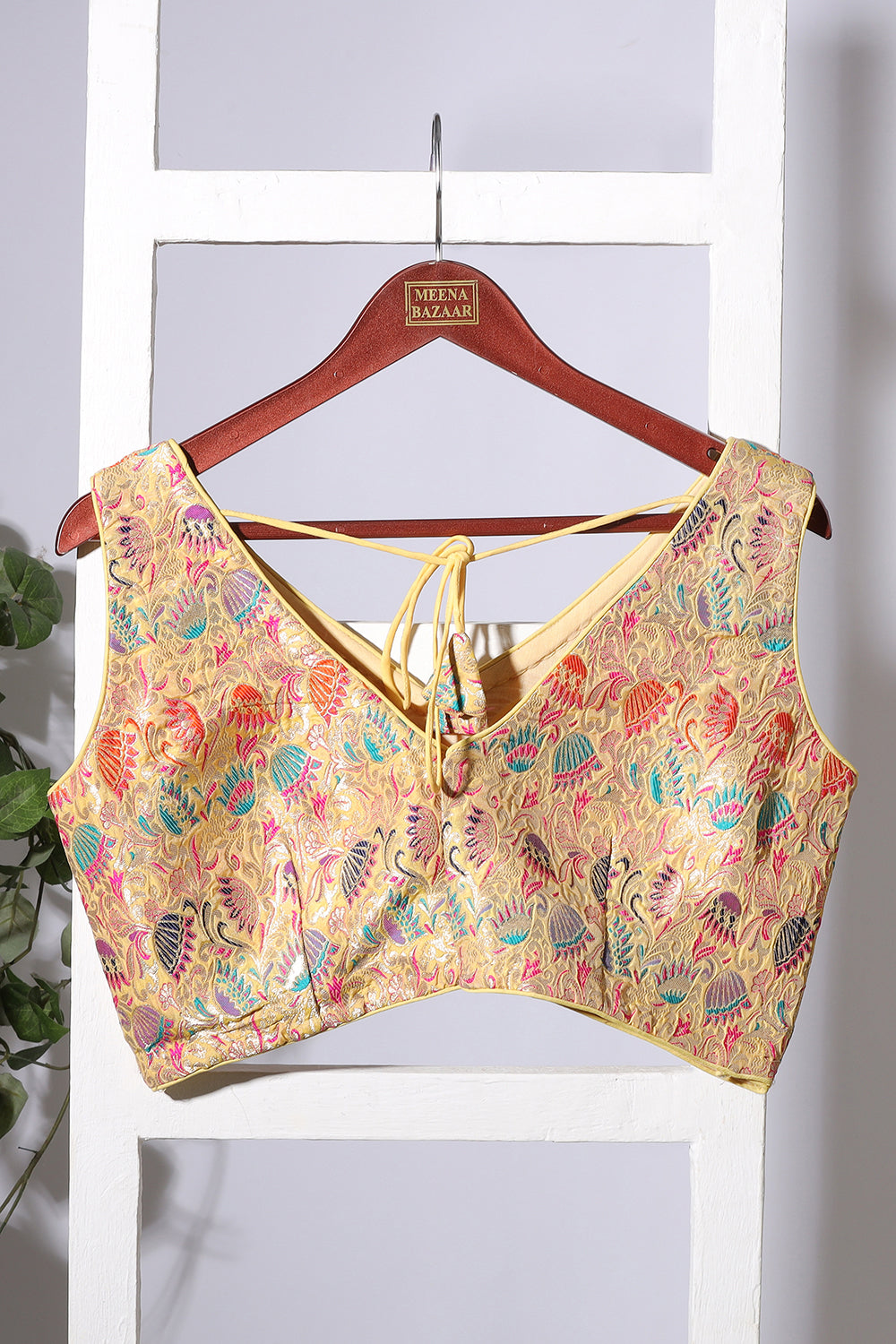 Light Mustard Brocade Sik Resham And Zari Woven Readymade Blouse