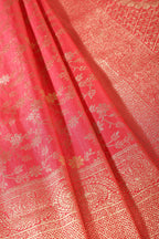 Red Floral Zaal Woven Silk Banarasi Saree