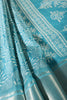 Turquoise Colour Printed & Woven Cotton Silk Saree