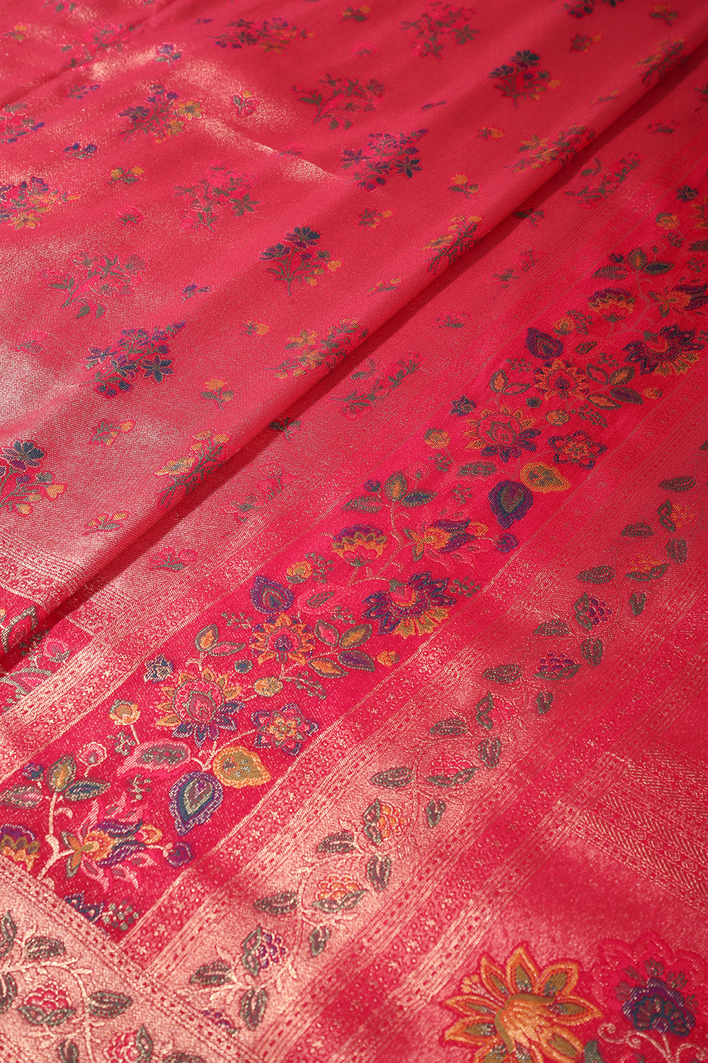 Cherry Color Silk Resham & Zari Weaving saree