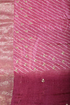 Pink & Wine Jaipuri Silk Leheriya Printed And Embroidered Saree