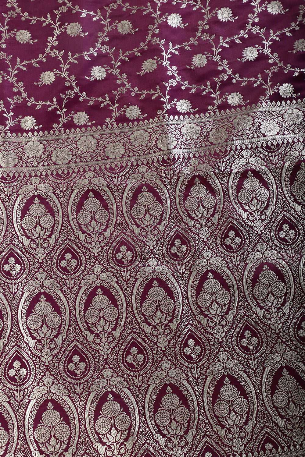 Wine Zari Woven Banarasi Silk Saree