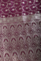 Wine Zari Woven Banarasi Silk Saree