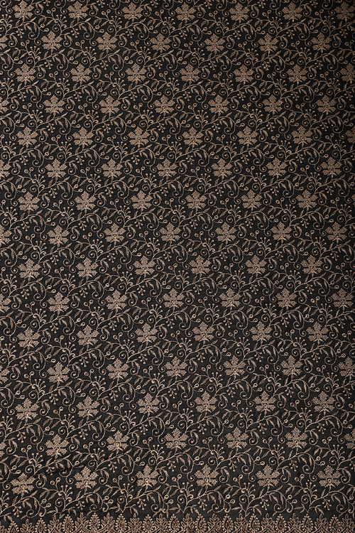 Black Embroidered And Swaroski Work Georgette Saree