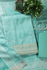 Sea Green Tussar Silk Embroidered Unstitched Suit Material (Copy)