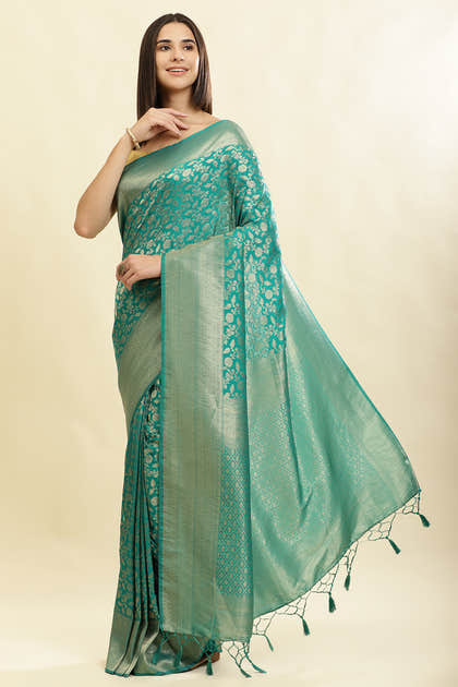 Teal Lightweight Banarasi Silk Weaving Saree
