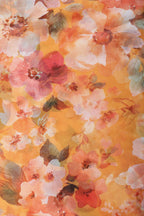 Mustard Color Floral Printed Chiffon Saree