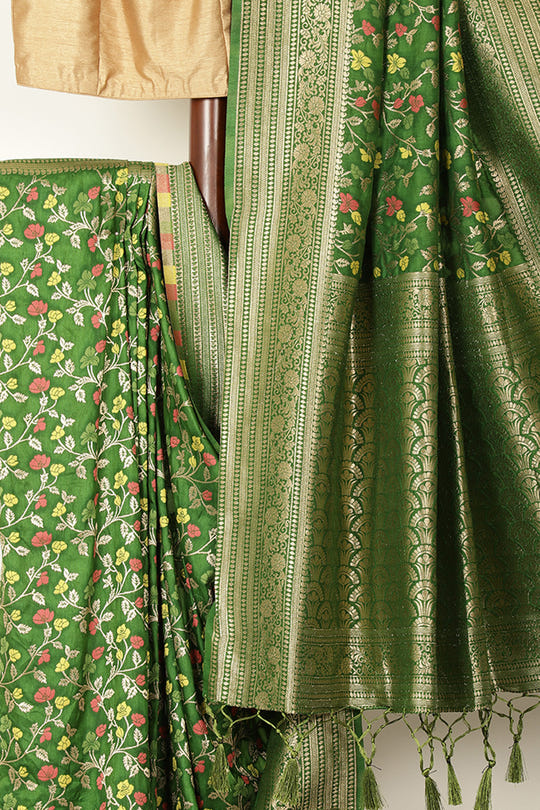 Green Silk Zari & Resham Woven Saree