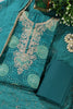 Teal Cotton Bandhani Printed & Neck Embroidered Unstitched Suit